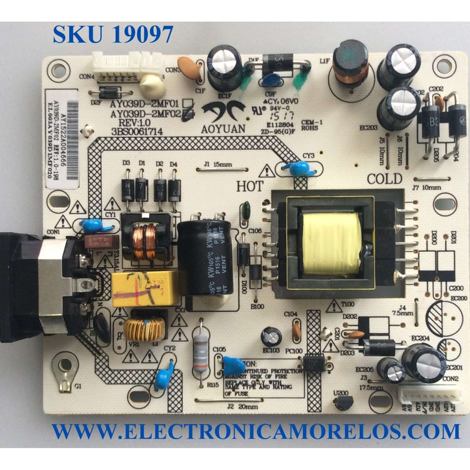 FUENTE DE PODER / UPSTAR AY039D-2MF02 / 3BS0061714 / AY1522A004666 / REV: 1.0 / E112804 / EL003AY039D1MF020 / PANEL TH270L301-05 / MODELO M27A2